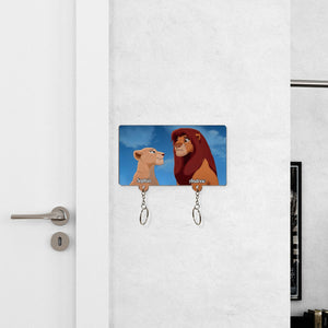365Gifty personalized couple key holder with lion and lioness design and custom names Sophia and Andrew