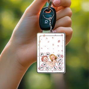 365Gifty personalized couple keychain with cute cartoon couple design and romantic kiss prints