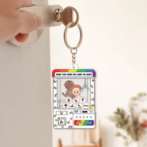 Personalized couple keychain featuring fun illustrations and customizable options for couples