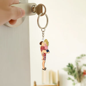 Personalized couple keychain featuring a loving couple design, perfect for gifts and keepsakes