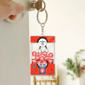 Personalized couple keychain with fun design and playfulmessage perfect for couples and special gifts