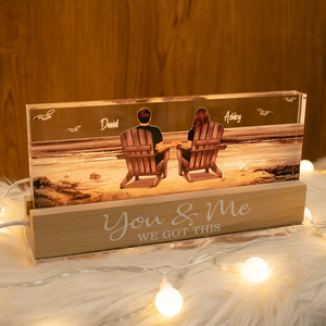 365Gifty personalized couple LED night light showing a couple sitting on beach chairs with names and You and Me engraving