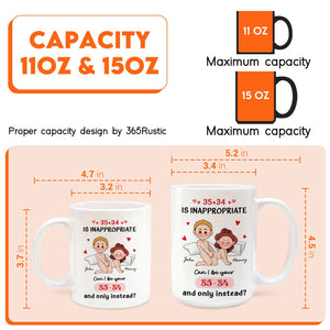 Personalized couple mug featuring playful cartoon design and custom text options by 365Gifty