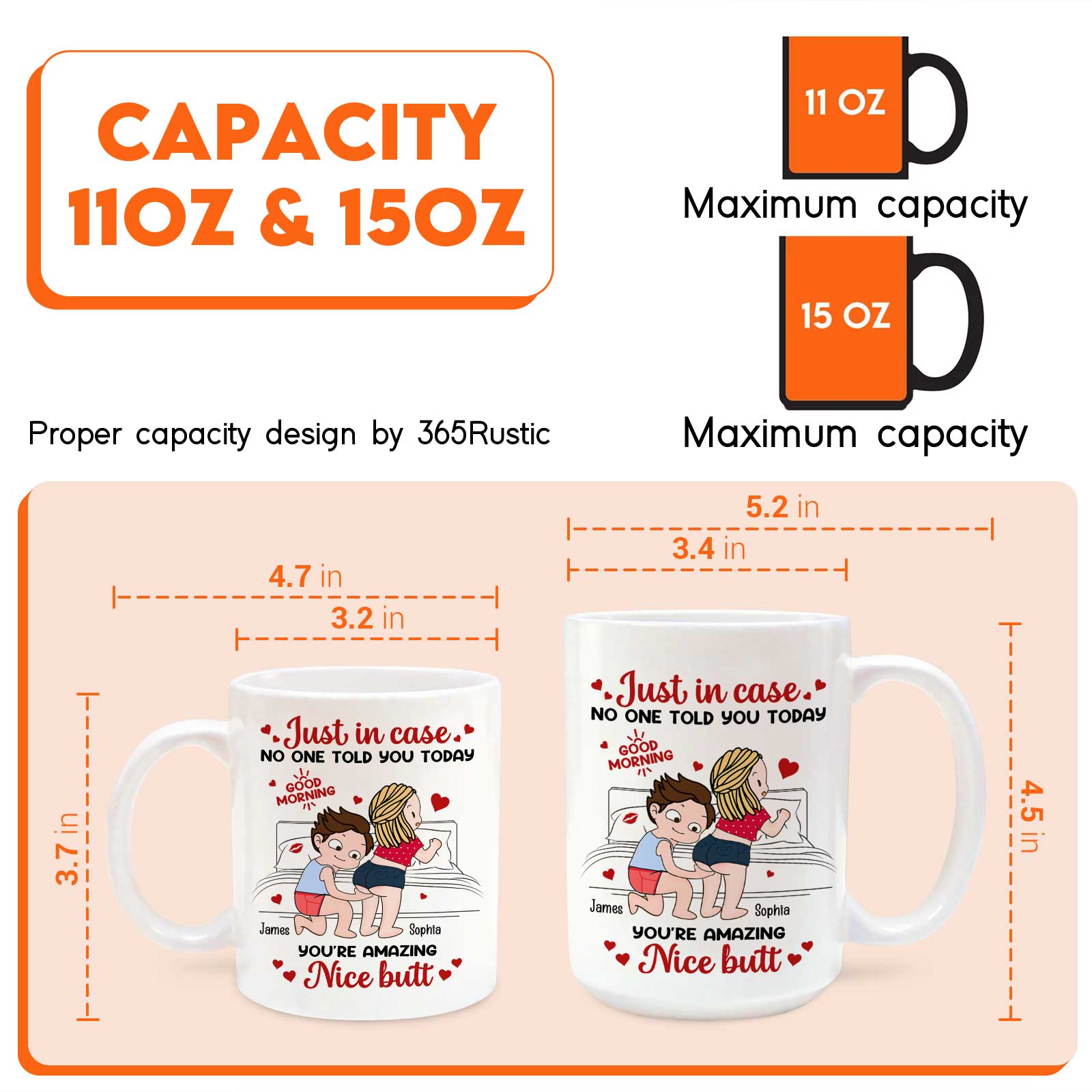 Personalized couple mug featuring cute illustrations and customizable text for romantic gifts