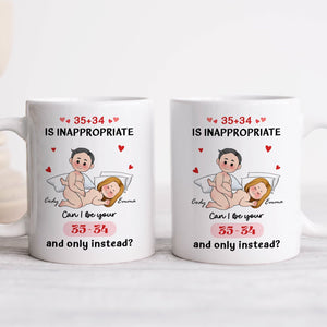 Personalized couple mug featuring playful couple illustration and custom text for special occasions