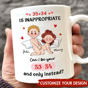 Personalized couple mug featuring cartoon characters with playful text for customized gift options