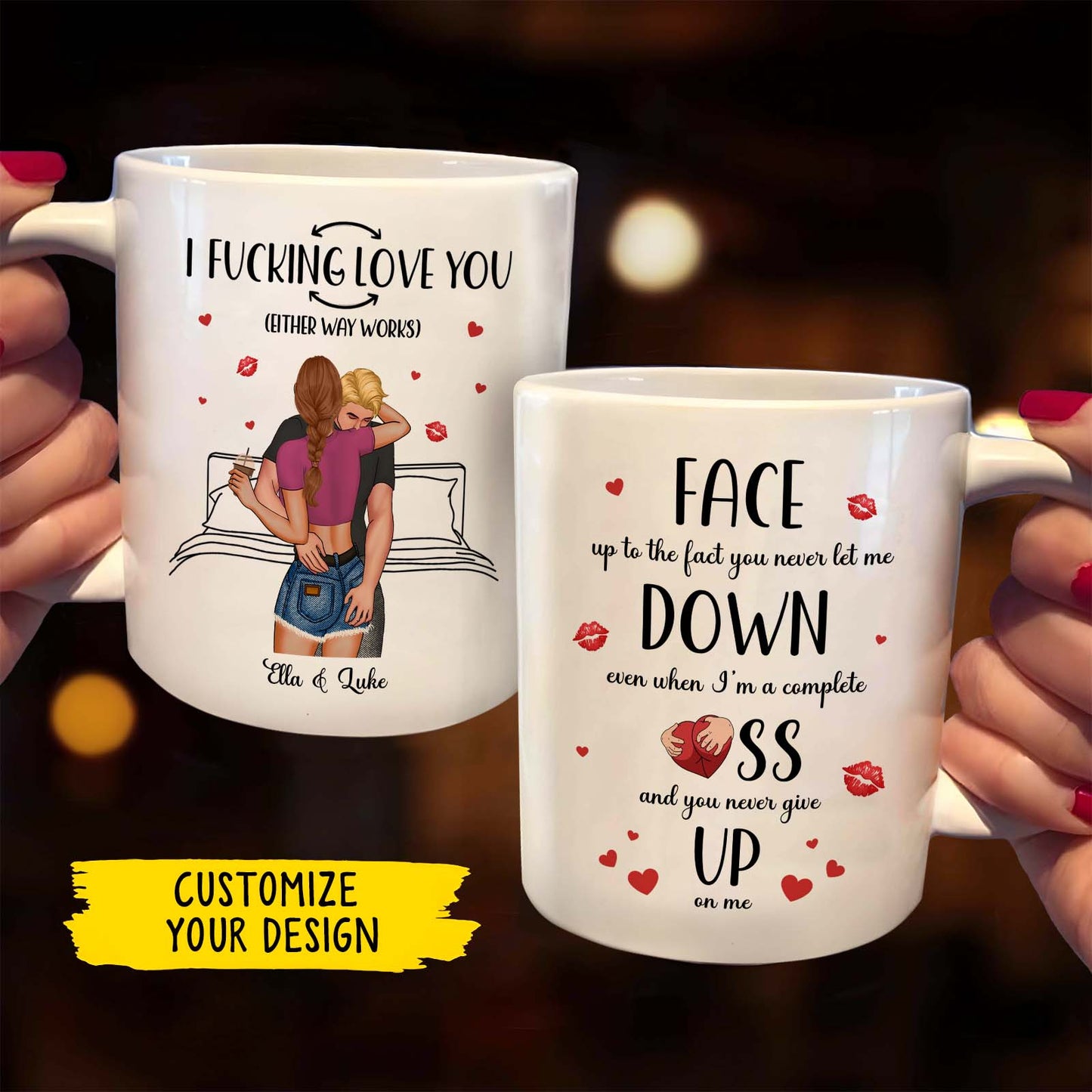 Personalized couple mug featuring romantic quotes and customizable design for special occasions