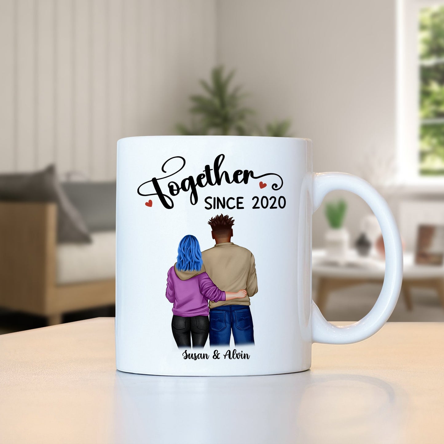 365Gifty personalized couple mug with cartoon couple and Together Since 2020 design