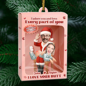 Personalized couple ornament gift featuring a fun design with customizable faces for a unique holiday decoration