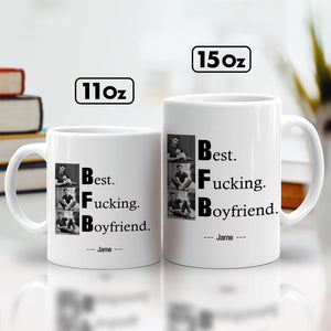 Personalized couple photo mug featuring customizable text and sizes, perfect for gifts