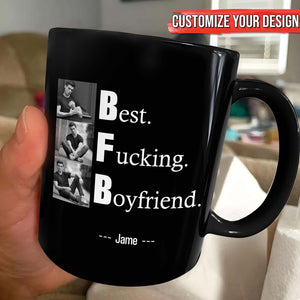 Personalized couple photo mug with photos and text for meaningful gifts