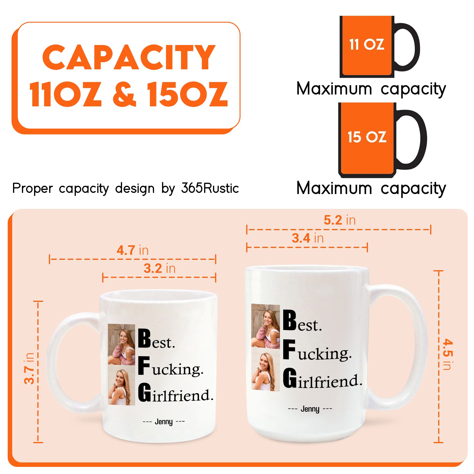 Personalized couple photo mug featuring a customizable design with text options