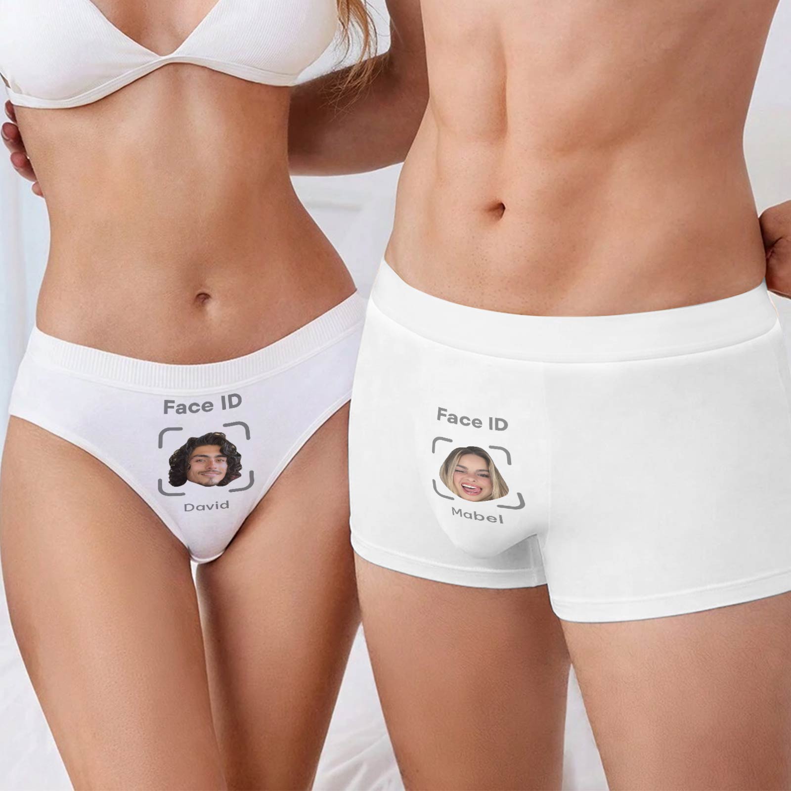 Personalized couple underwear featuring custom face IDs for a fun and unique gift idea