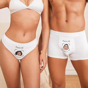 Personalized couple underwear featuring customized face ID designs for a unique gift
