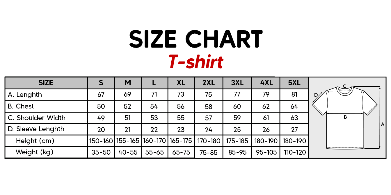 Size chart for personalized dad and baby matching shirts showing measurements for length chest shoulder width and sleeve length