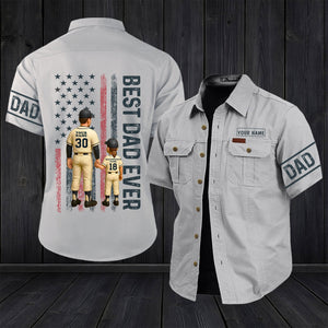 365Gifty personalized dad cargo shirt with Best Dad Ever design and customizable name and number