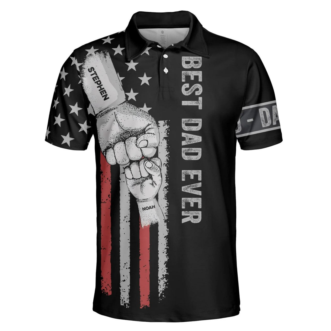 Personalized dad polo shirt with Best Dad Ever text and custom fist bump design by 365Gifty