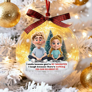 Personalized daughter Christmas ornament featuring cartoon characters and holiday decorations