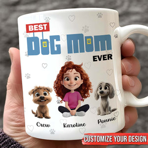 Personalized dog mom mug featuring custom pet images and the text Best Dog Mom Ever