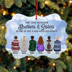 365Gifty personalized family ornament with custom names and message about love between brothers and sisters