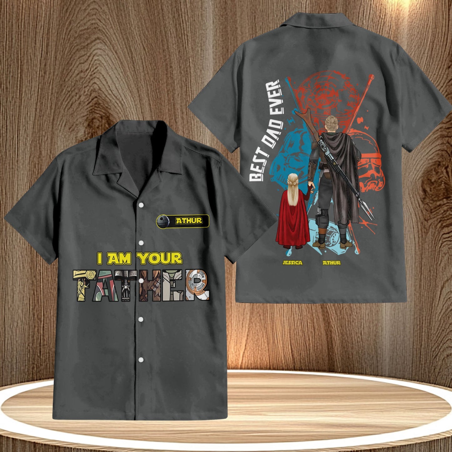 Personalized father Hawaiian shirt with I am your father text and best dad ever graphic