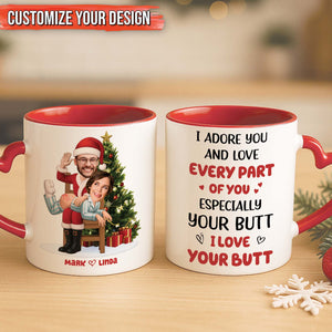 Personalized funny couple mug featuring custom illustration and playful text for couples