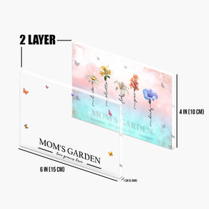 Personalized gift for mom with a beautiful floral design in two-layer acrylic display