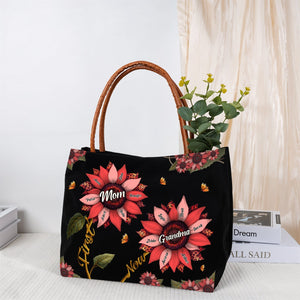 Personalized grandma tote bag featuring floral design with heartfelt messages for special occasions