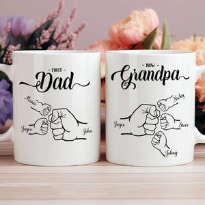 Personalized grandpa mug featuring family handprints and names for a unique gift