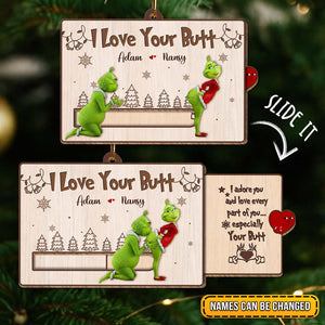 Personalized Grinch Christmas card featuring the Grinch and customizable names for a fun holiday gift