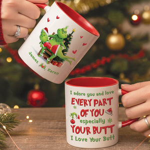 Personalized Grinch Christmas mug featuring festive designs and heartfelt messages for holiday celebrations