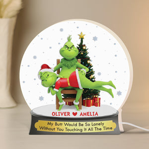 Personalized Grinch light box featuring Grinch and Cindy Lou with custom names for festive decor