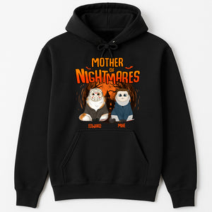 Personalized Halloween cat shirt featuring Edward and Mike in spooky designs for festive celebrations