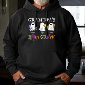 Personalized Halloween ghost shirt black hoodie with Grandpa's Boo Crew and custom ghost names