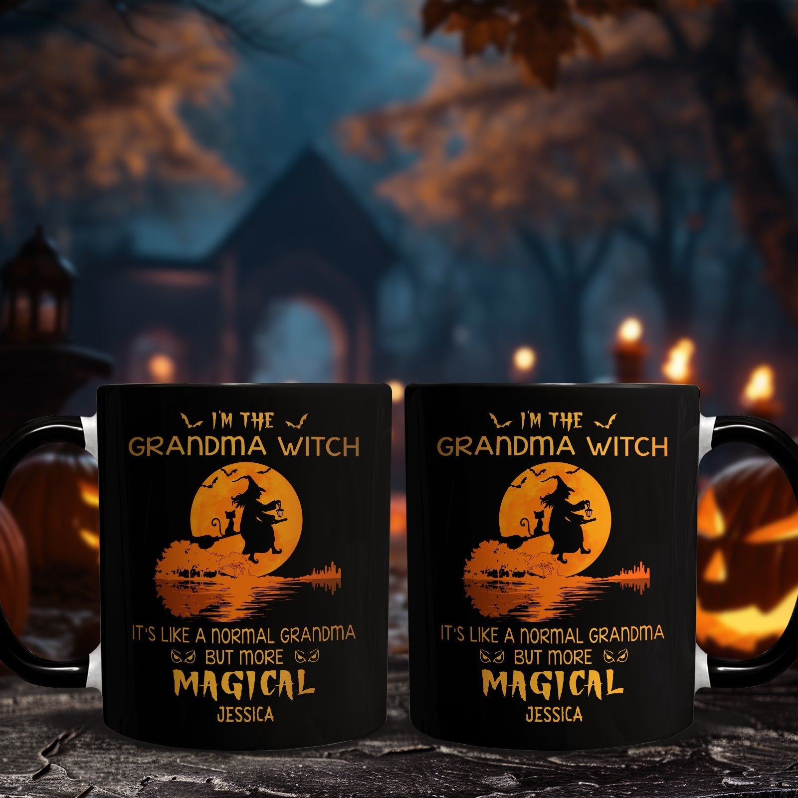 365Gifty personalized Halloween grandma mug with witch design and magical text for Halloween celebration