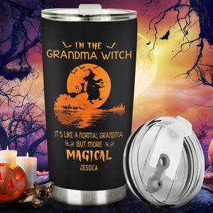 365Gifty personalized Halloween witch tumbler featuring grandma witch design with magical theme