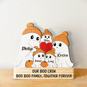 365Gifty personalized Halloween wooden puzzle featuring ghost family with names and pumpkin hats
