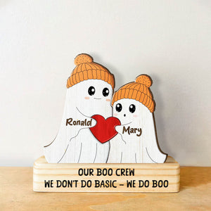 365Gifty personalized Halloween wooden puzzle featuring cute ghosts with names holding a red heart