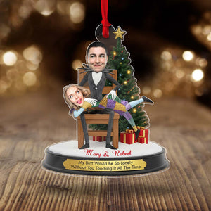 Personalized Jack and Sally Christmas ornament featuring a couple with holiday decorations