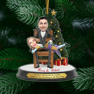 Personalized Jack and Sally Christmas ornament featuring custom characters and festive decorations