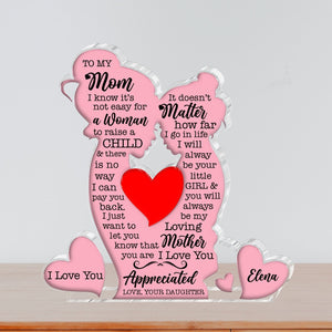 Personalized mom acrylic plaque featuring heartfelt messages and vibrant design for special gifting