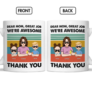 Personalized mom mug featuring a colorful design with cartoon characters and a heartfelt message