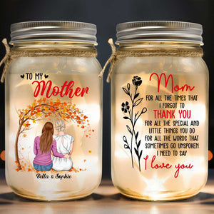 Personalized mom night light in a jar with heartfelt messages and decorative design for special occasions
