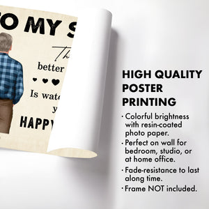 Personalized mom to son poster with colorful design, perfect for bedroom or home office decor