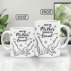 Personalized mother mug featuring a heartfelt design with hands clasping for a meaningful gift