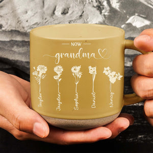 Personalized nanny mug featuring floral design and names for a special grandmother gift