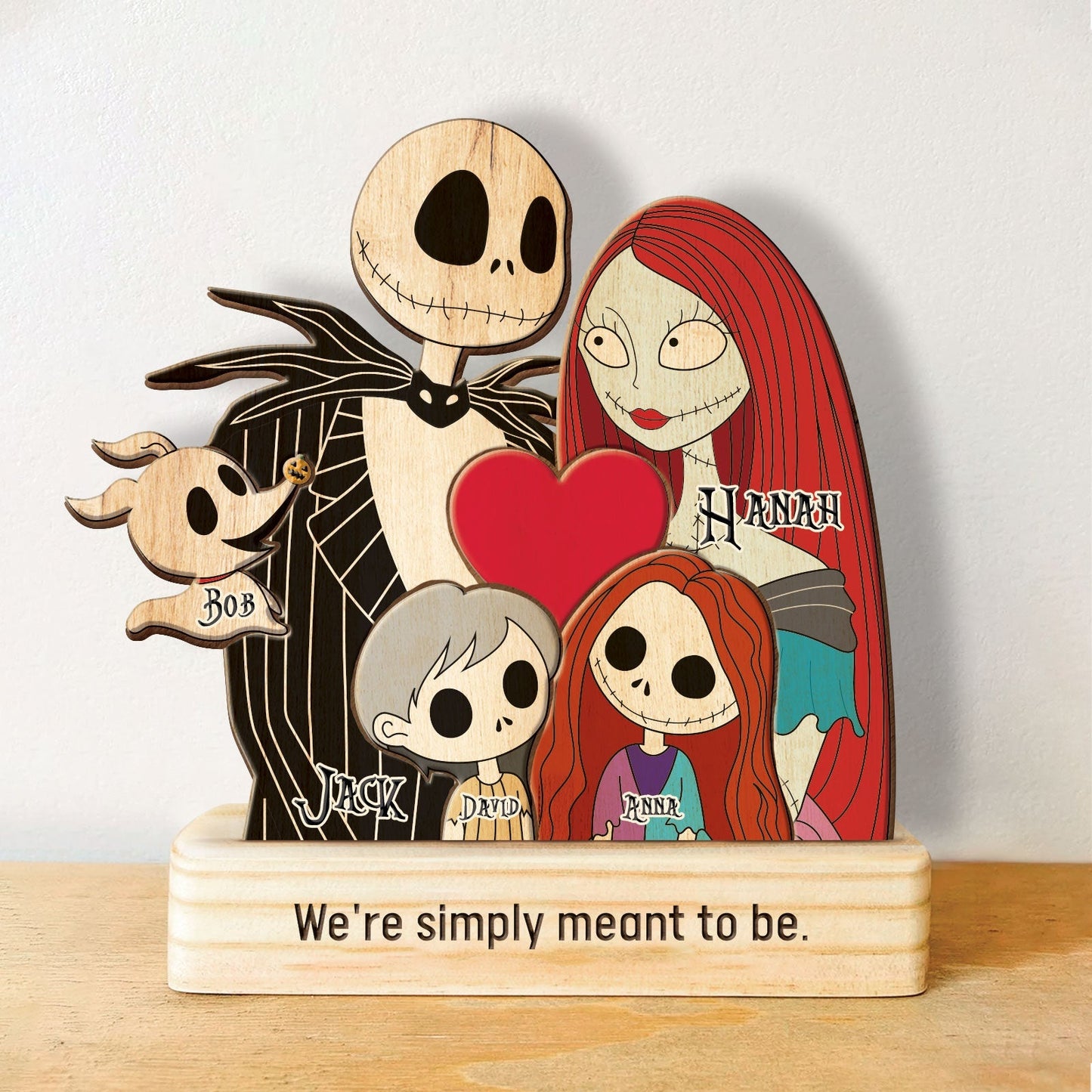 365Gifty personalized Nightmare Before Christmas puzzle wooden family display with red heart and custom names
