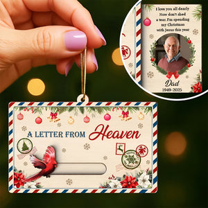 Personalized photo Christmas wooden slider card with festive designs and heartfelt message for loved ones