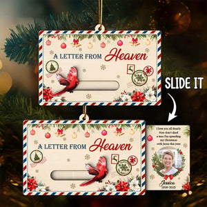 Personalized photo Christmas wooden slider card featuring festive designs and a photo slot
