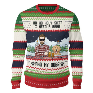 365Gifty personalized ugly Christmas sweater dog lover with holiday design and beer theme